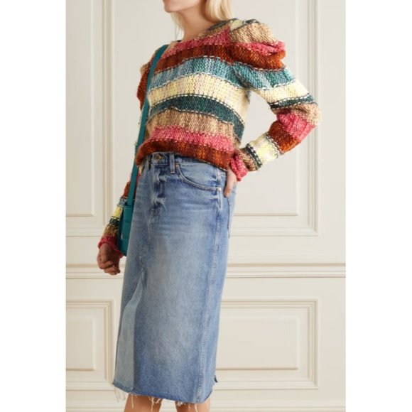 NWT $765 ULLA JOHNSON VIOLETA HAND WEAVED STRIPED MERINO WOOL SWEATER SZ M/L - Picture 7 of 10